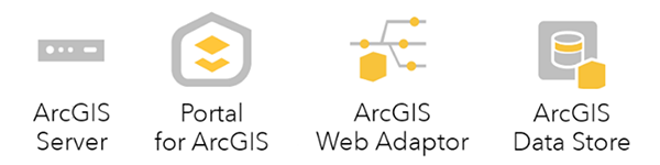 ArcGIS Enterprise is comprised of a portal, server, data store, and two web adaptors. ArcGIS Enterprise is comprised of a portal, server, data store, and two web adaptors.