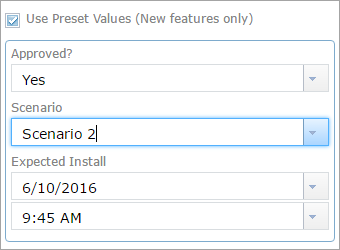 Enter preset values Enter preset values