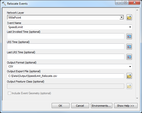 Relocate Events geoprocessing tool Relocate Events geoprocessing tool